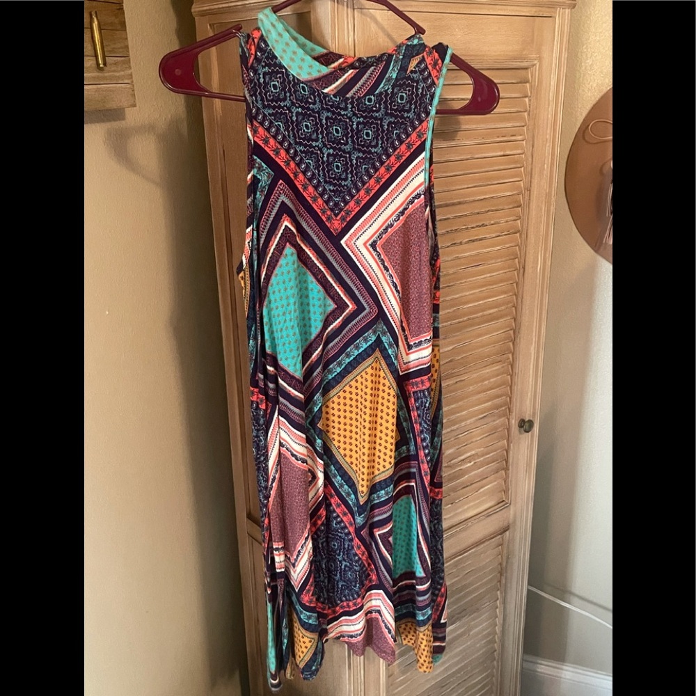 Mid legth dress Aztec design multi-color,